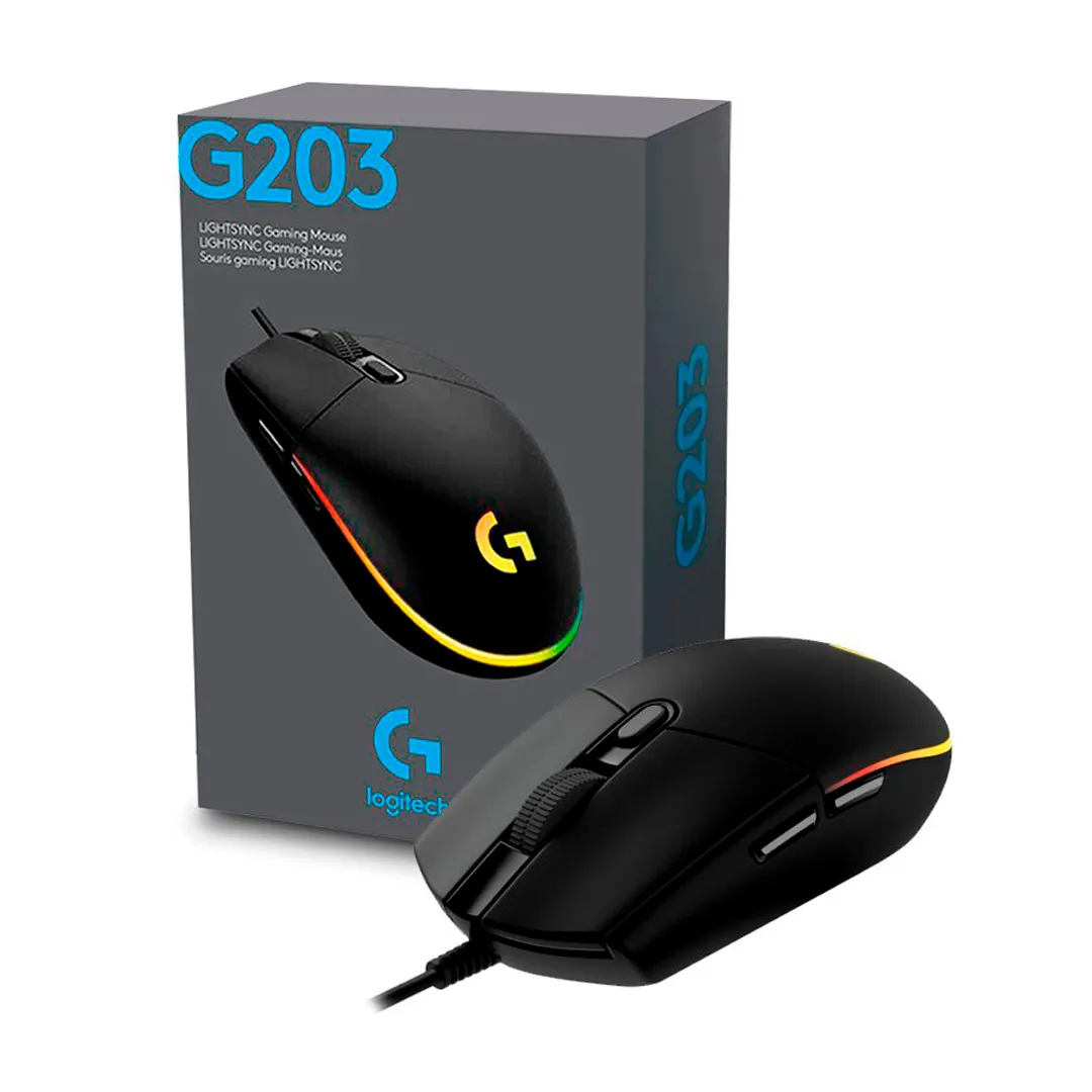 MOUSE-LOGITECH-USB-G203-LIGHTSYNC-GAMING-910-005790-BLACK Mouse Logitech G203 RGB LIGHTSYNC con 6 botones para juegos - Imagen 1